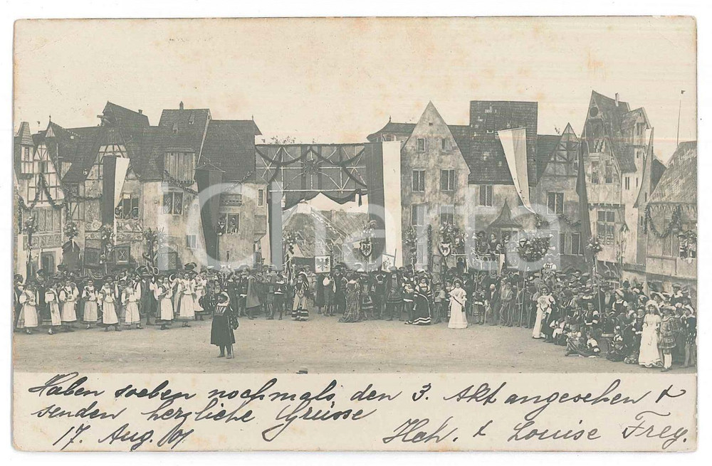 Fotografia d epoca originale 1901 SCHAFFAUSEN CH Rievocazione storica in costume  Foto cartolina 14x9 1