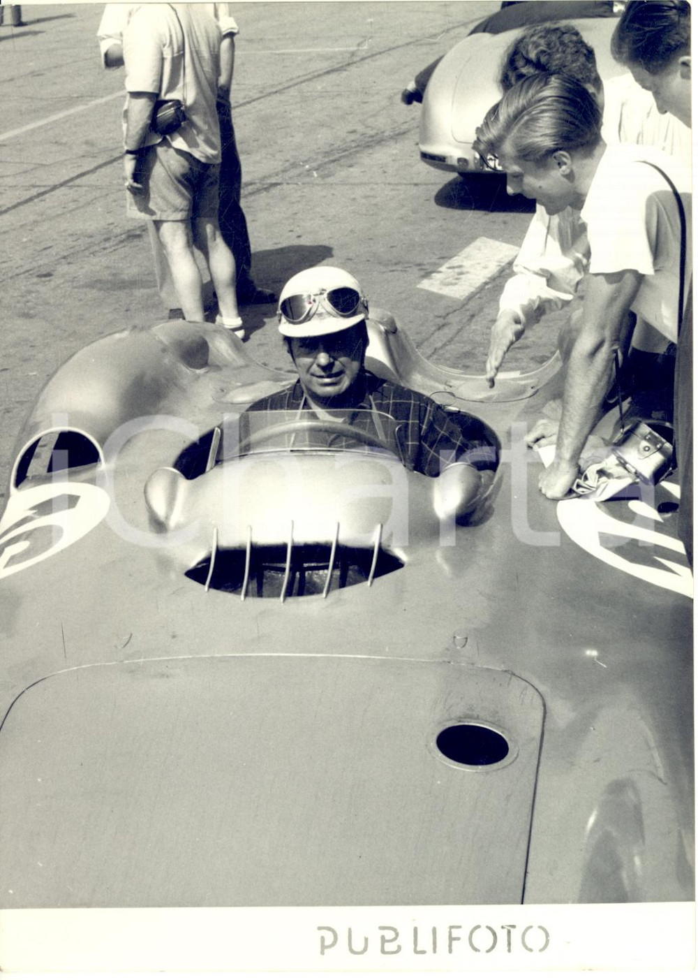 1954 AUTOMOBILISMO MONZA Ing. Rudolf UHLENHAUT prova una MERCEDES *Foto 13x18