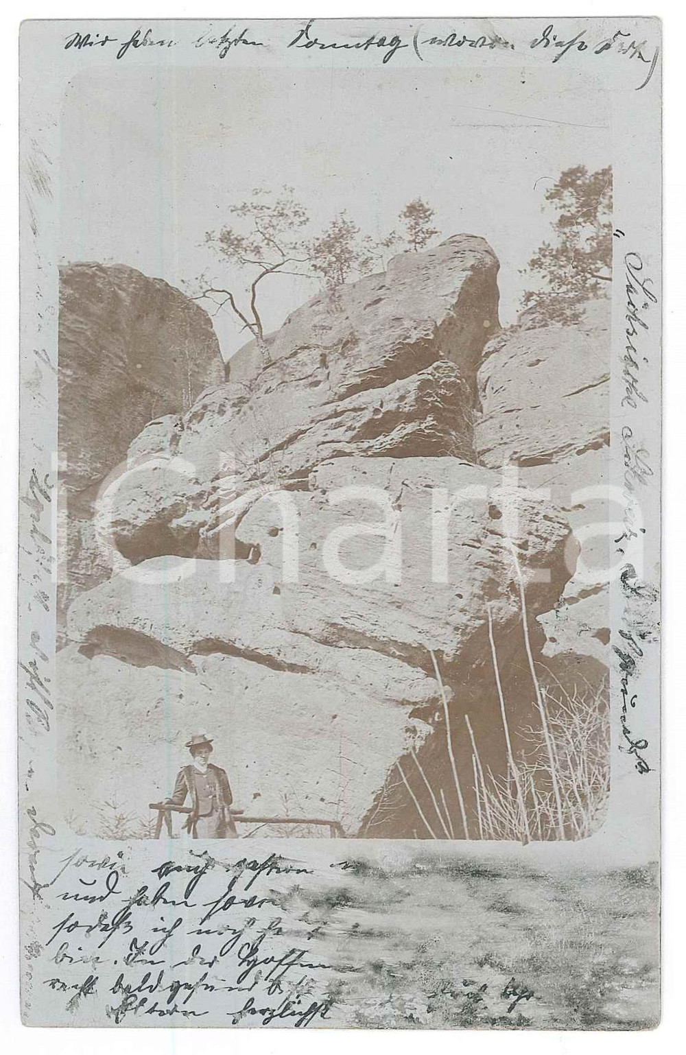 Fotografia d epoca originale 1909 LEUBEN / DRESDEN D Escursione fuori cittÃ   Foto cartolina 9x14 cm 1