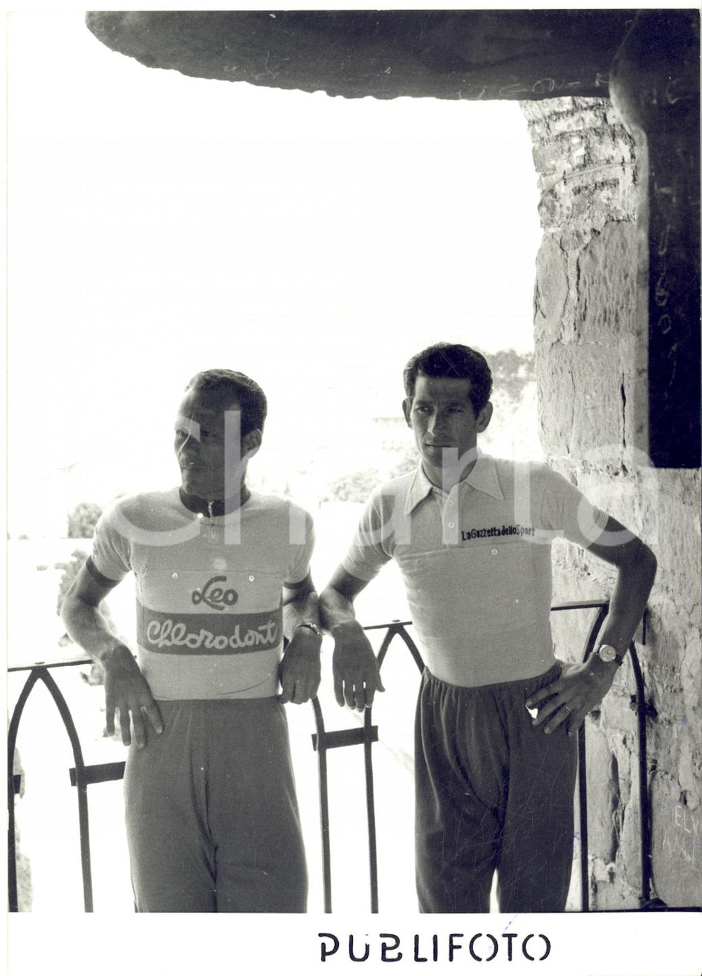 1955 CICLISMO GIRO D'ITALIA TRIESTE Rino BENEDETTI e Gastone NENCINI a San Giusto
