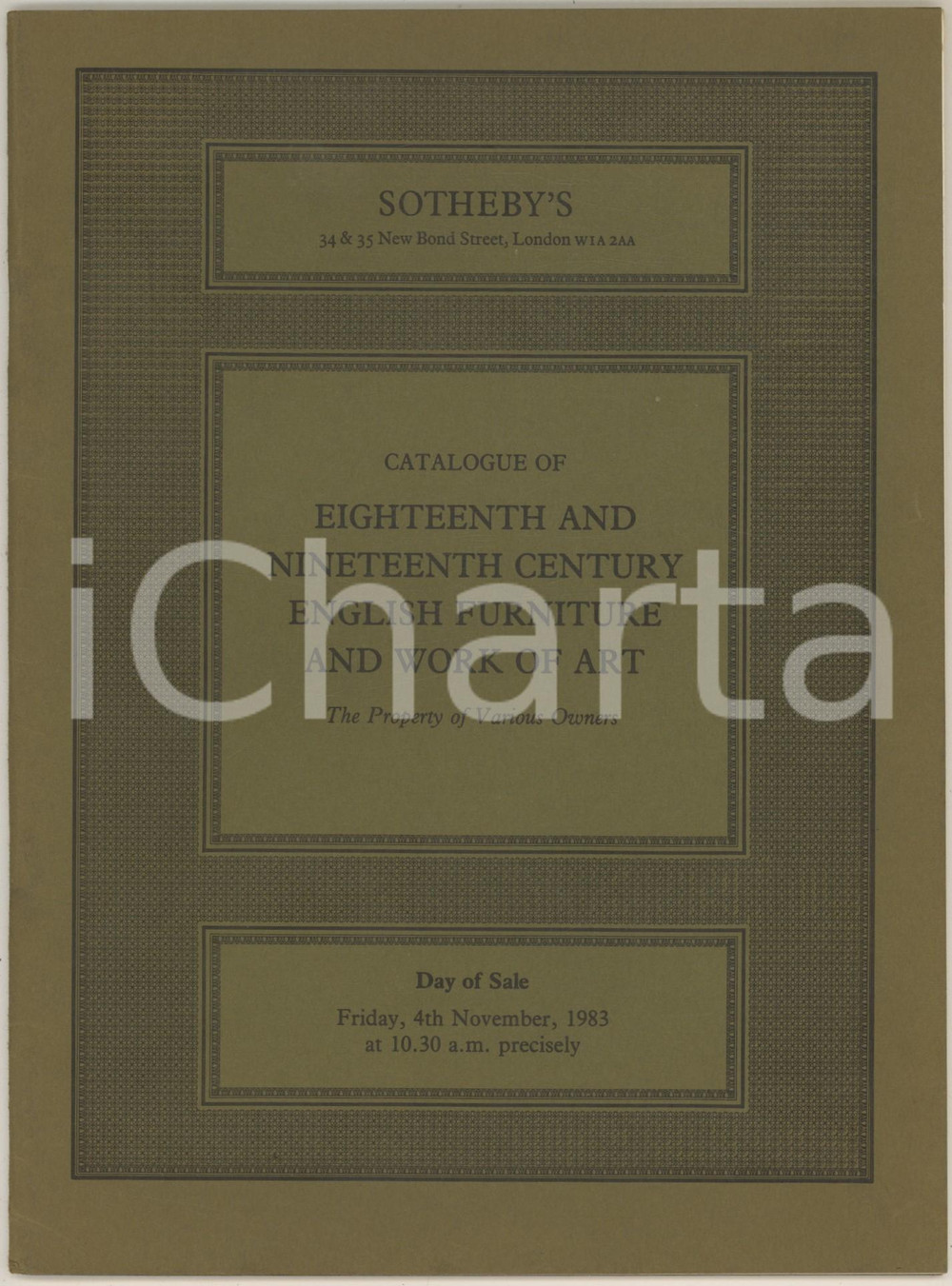 1983 LONDON SOTHEBY'S Catalogue 18th 19th English furniture and work of art