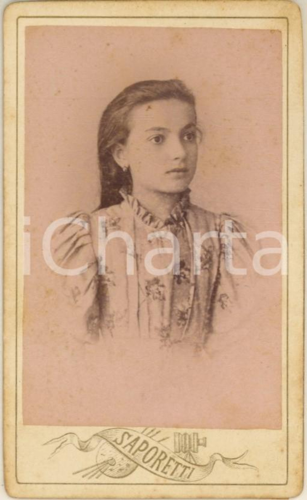 Fotografia d epoca originale 1894 BAGNACAVALLO RA Ritratto di una fanciulla di 12 anni  Foto SAPORETTI CDV 1