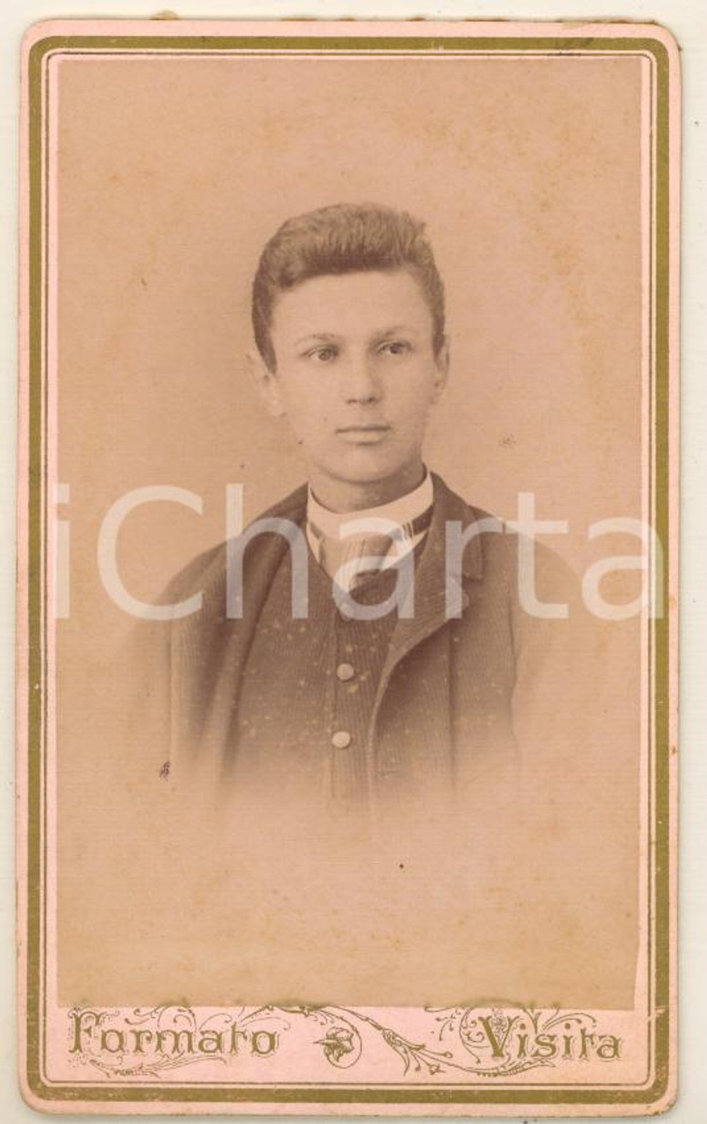 Fotografia d epoca originale 1880 ca BAGNACAVALLO RA Ritratto di un giovane uomo   Foto SAPORETTI CDV 1