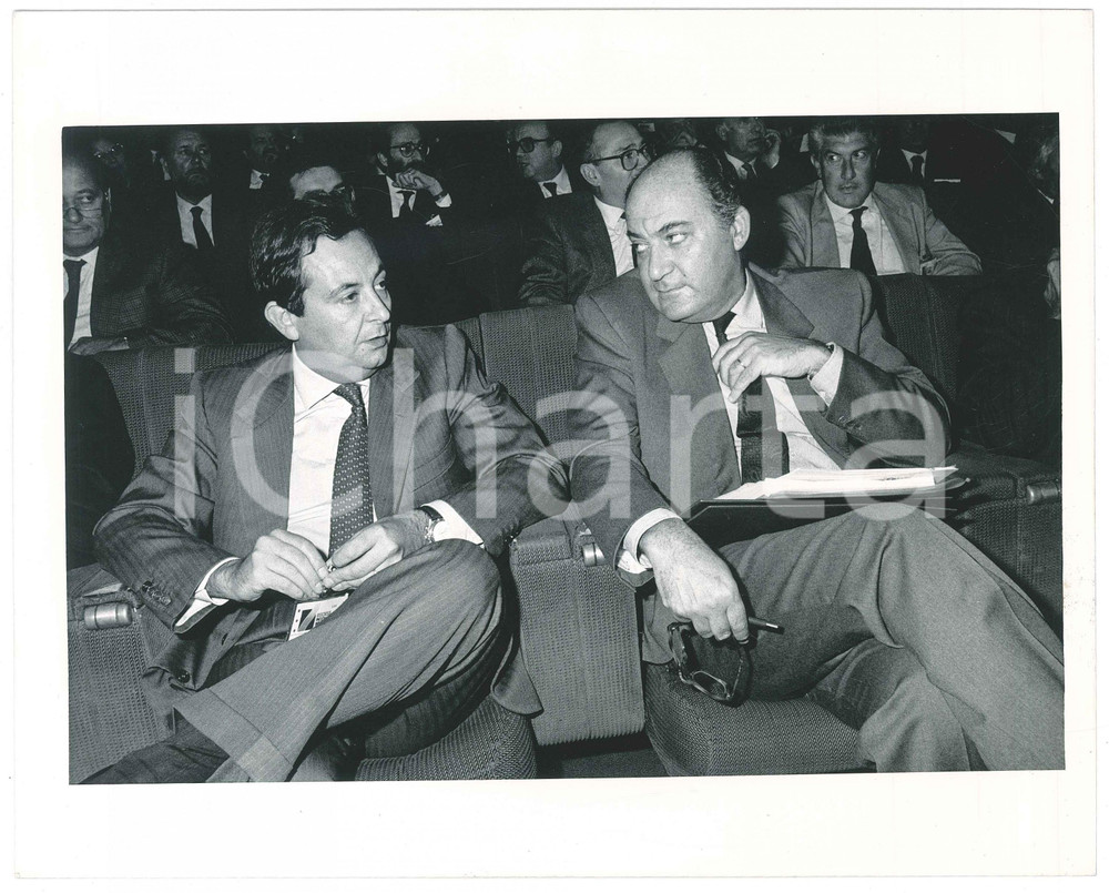 Fotografia d epoca originale 1985 ca CONFINDUSTRIA Carlo PATRUCCO Giuseppe DE RITA Foto 25x20 cm 1