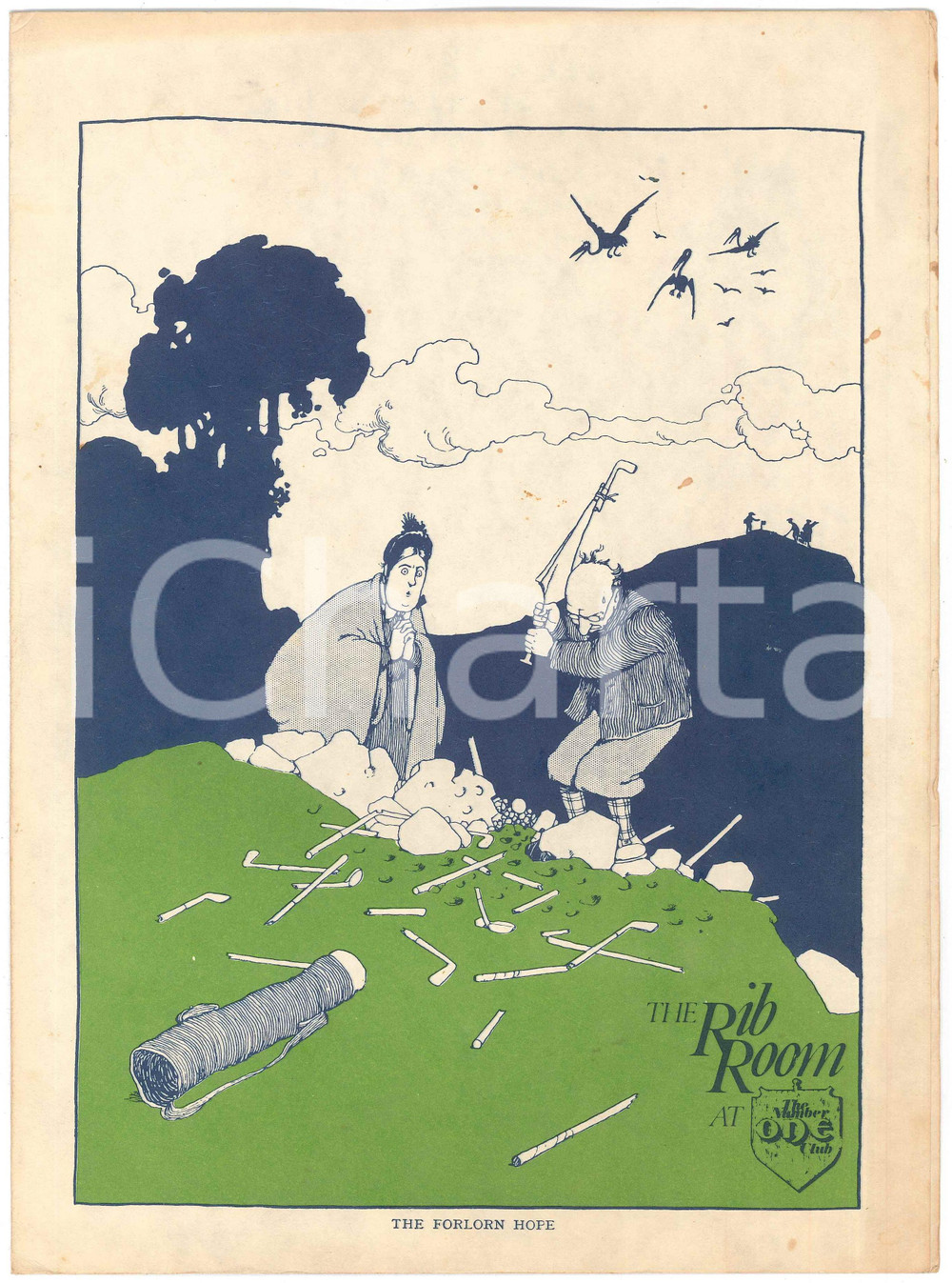 Oggetto da collezione cartaceo 1970 ca LONDON The RIB ROOM  Vintage menu The Forlorn Hope  ill. ROBINSON 1