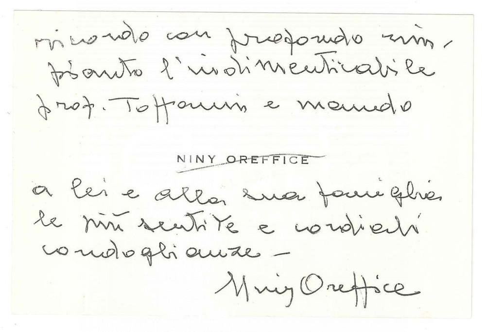 Autografo originale 1970 ca PADOVA Niny OREFFICE  Biglietto da visita AUTOGRAFO 1