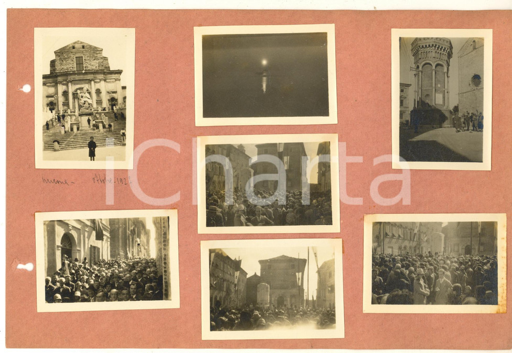Fotografia d epoca originale 1927 ANCONA Cerimonia pubblica  Congressisti DANTE ALIGHIERI Collage 7 foto 1