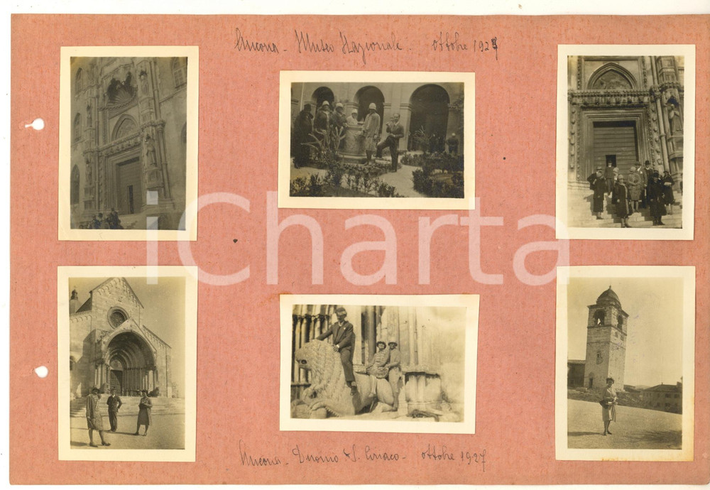 Fotografia d epoca originale 1927 ANCONA Museo Nazionale / Duomo  Congressisti DANTE ALIGHIERI 6 foto 1