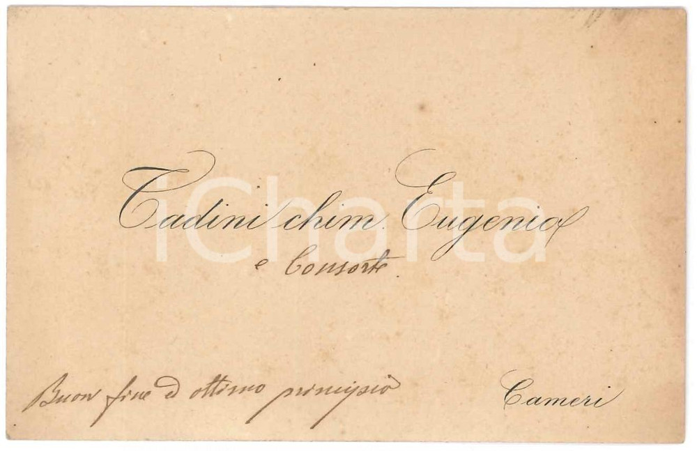 Autografo originale 1910 ca CAMERI NO Chimico Eugenio TADINI  Biglietto da visita AUTOGRAFO 1