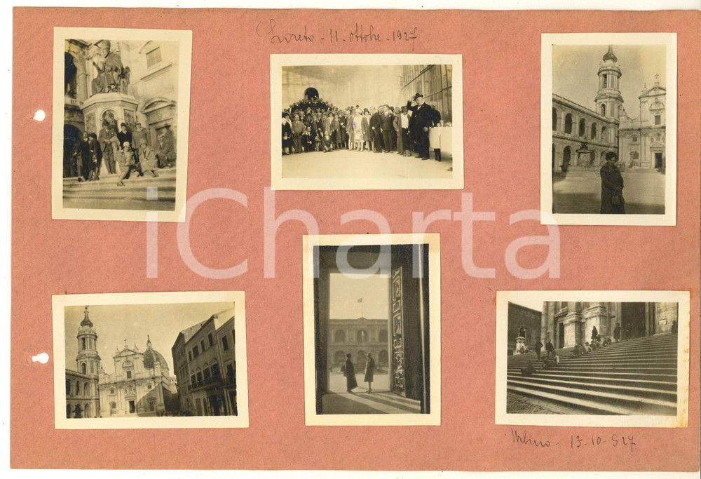 Fotografia d epoca originale 1927 LORETO e URBINO Congressisti DANTE ALIGHIERI in gita Collage 6 foto 1