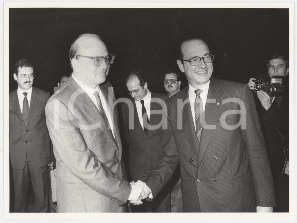 Fotografia d epoca originale 1986 MILANO Incontro Bettino CRAXI  Jacques CHIRAC Foto 24x18 cm 5 1