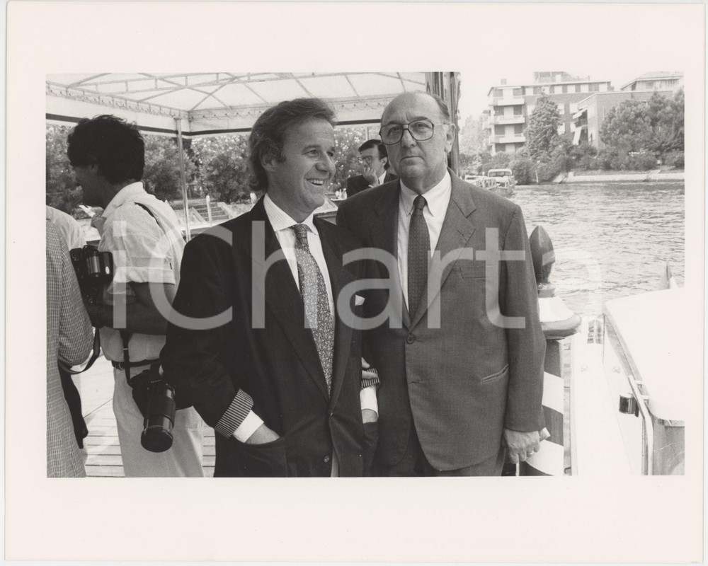 Fotografia d epoca originale 1985 ca VENEZIA  RAI Giuseppe ROSSINI con C. SARTORI Foto 25x20 cm 1
