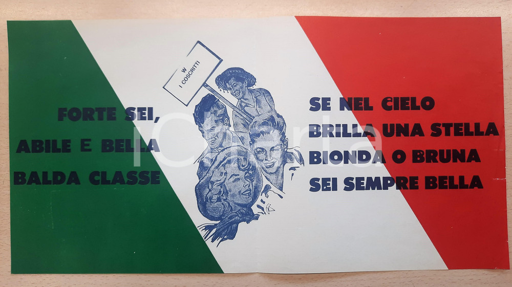 Stampa, bozzetto originale 1950 ca ITALIA Manifesto leva coscritti  GOLIARDICO 43x22 cm 1