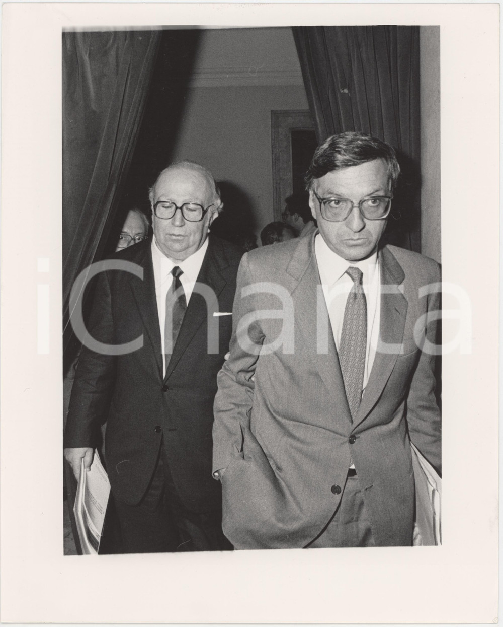 Fotografia d epoca originale 1985 ca PARTITO REPUBBLICANO Giorgio LA MALFA Giovanni SPADOLINI Foto 20x25 4 1