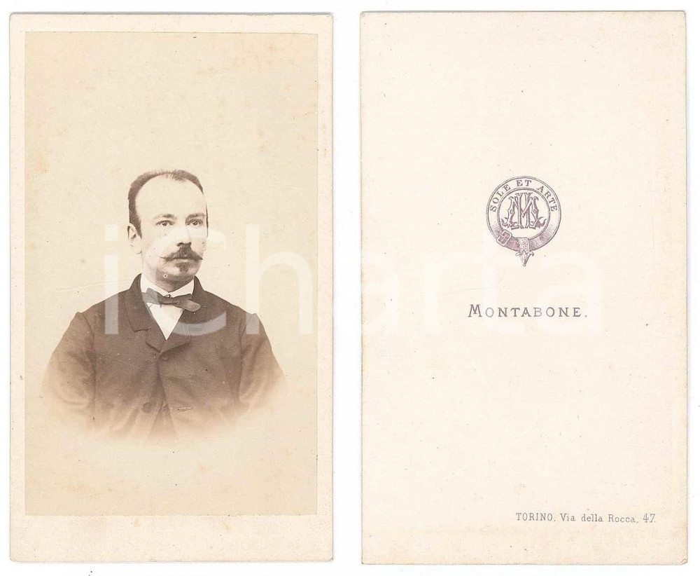 Fotografia d epoca originale 1875 ca TORINO Giovane uomo  Ritratto Foto MONTABONE CDV 1