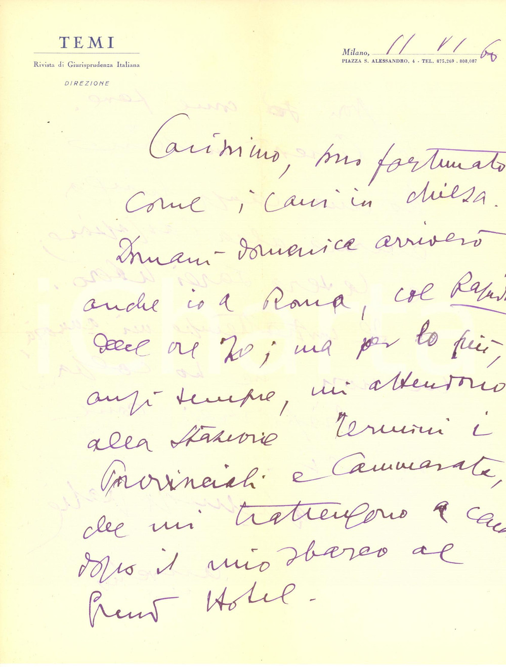 Autografo originale 1960 MILANO Lettera Aurelio CANDIAN in visita a Roma Autografo 1