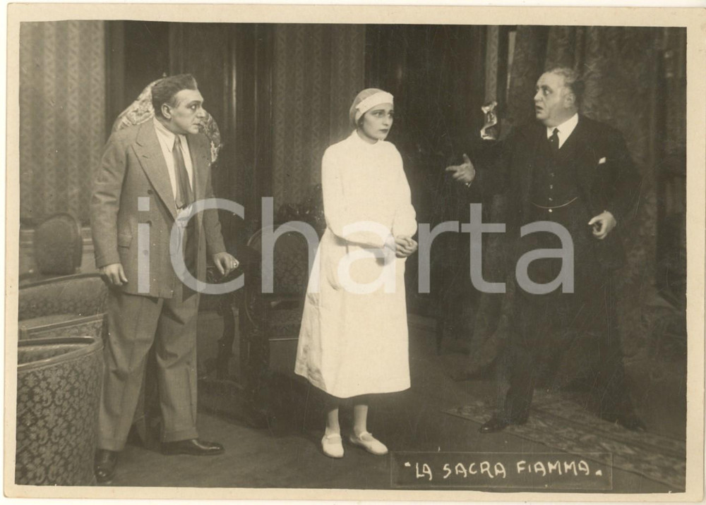 Fotografia d epoca originale 1929 MILANO TEATRO La sacra fiamma  Compagnia Maria Melato in scena 2 Foto 1