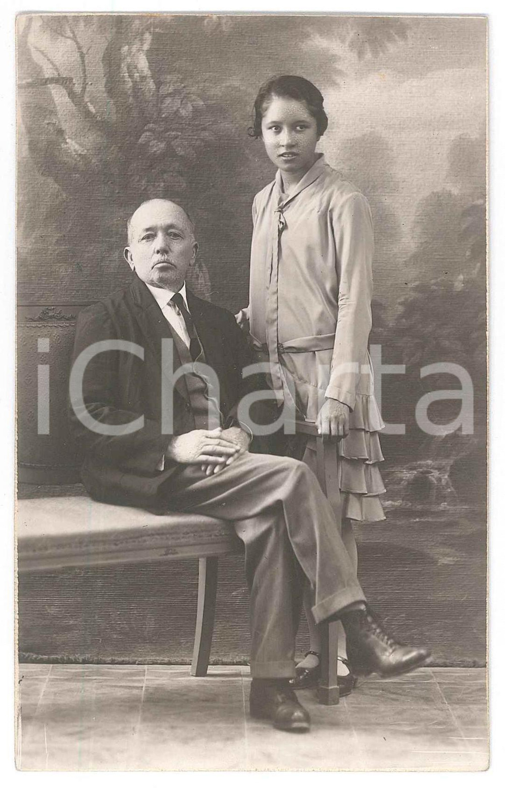 Fotografia d epoca originale 1929 CHIAVARI Ritratto di Julia e Fortunato DEVOTO  Foto CIVICCHIONI 8x13 cm 1