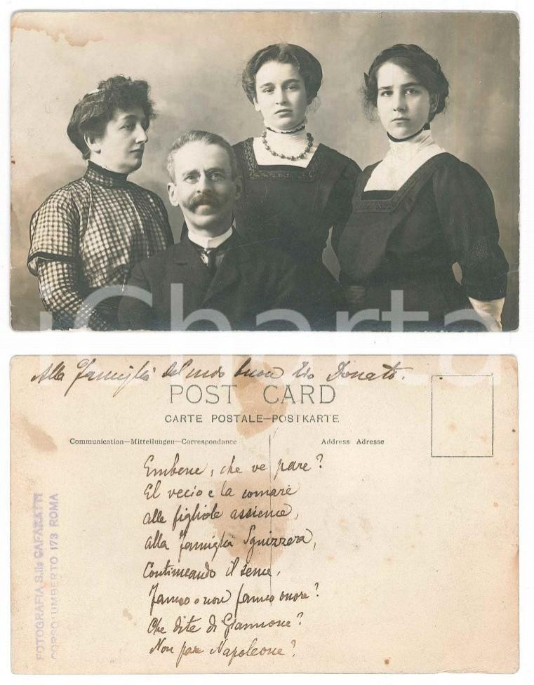 Fotografia d epoca originale 1915 ca ROMA Luigi RADAELLI e famiglia  Foto con filastrocca SORELLE CAFARATTI 1