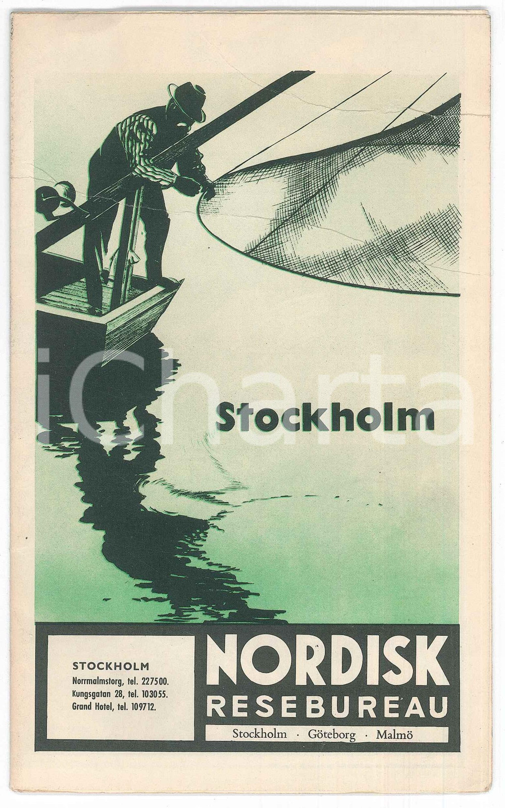 Mappa, planimetria storica 1952 TOURISM STOCKHOLM SWEDEN Map  Sights Nordisk Resebureau 1