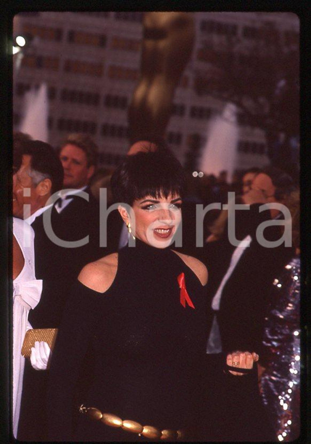 Fotografia d epoca originale Liza MINNELLI  64th Academy Awards 1992 Red ribbon AIDS 35mm vintage slide 2 1