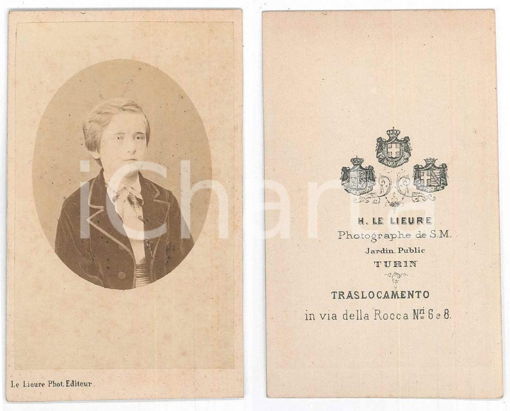 Fotografia d epoca originale 1870 ca TORINO Ritratto di bambino con giacca in velluto  Foto LE LIEURE CDV 1