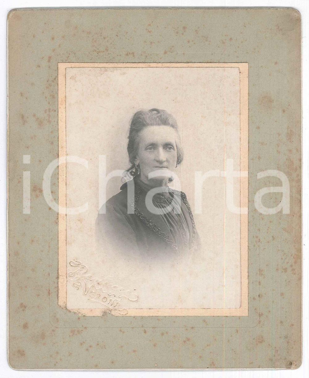 Fotografia d epoca originale 1910 ca VERONA Ritratto di donna anziana  Foto G. BERTUCCI 13x17 cm 1