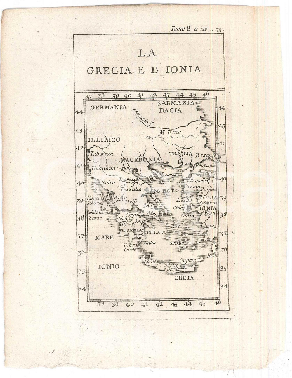 Stampa, bozzetto originale 1767 LO SPETTACOLO DELLA NATURA  La Grecia e l Ionia Stampa tomo 8 1
