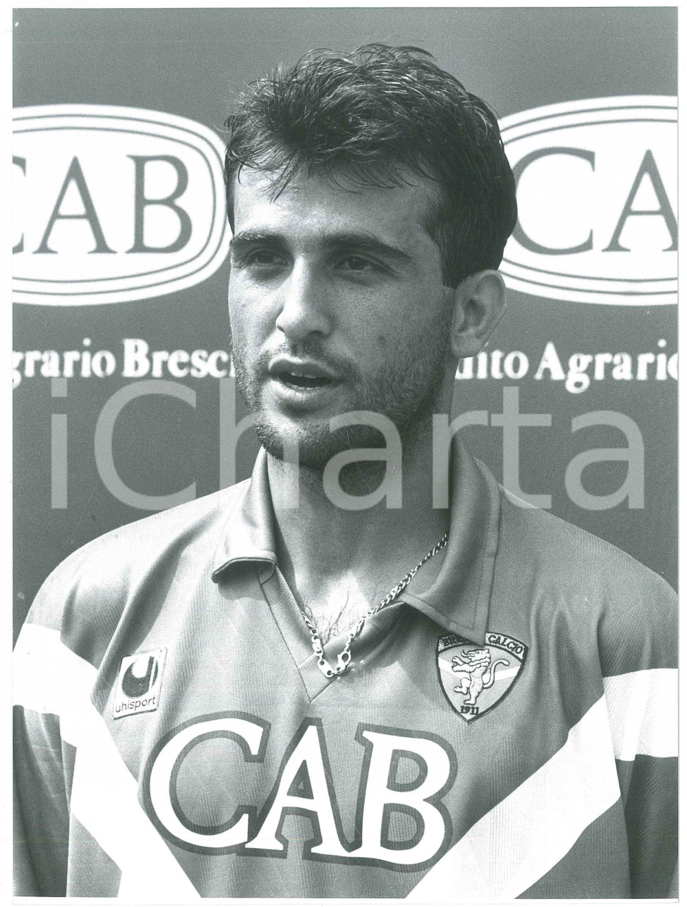 Fotografia d epoca originale 1992 BRESCIA CALCIO Marco SCHENARDI Ritratto del calciatore  Foto 18x23 cm 1