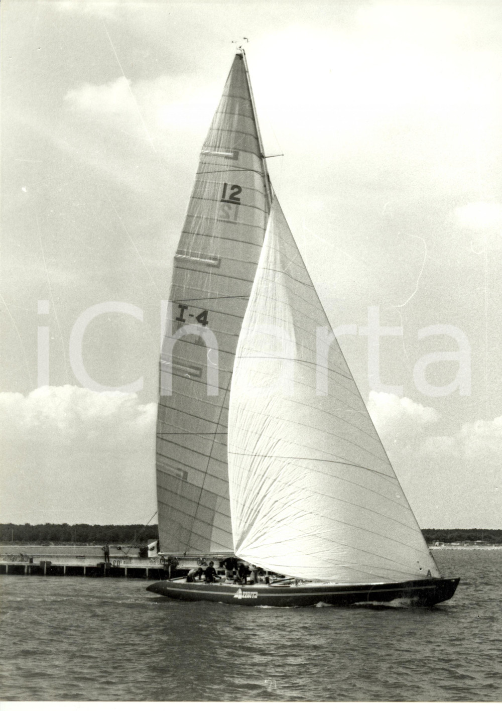 Fotografia d epoca originale 1983 SAILING REGATTA Collaudo Vela AZZURRA I4 molo imbarcazione Fotografia 2 1