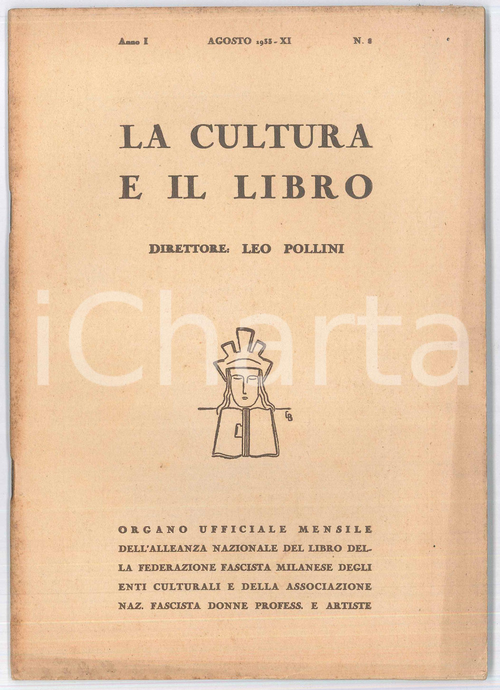 Giornale, rivista storica 1933 MILANO  LA CULTURA E IL LIBRO  Visione artistica di Umberto Boccioni 1