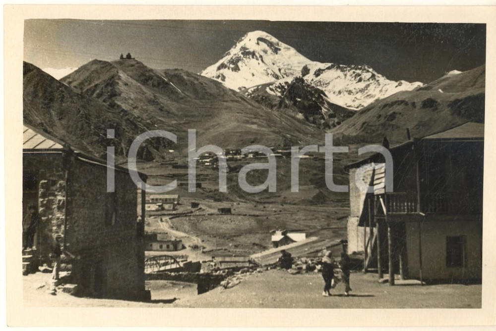 Fotografia d epoca originale 1936 Ex URSS  Monte KAZBEK  Villaggio e strada militare in GEORGIA Foto 1
