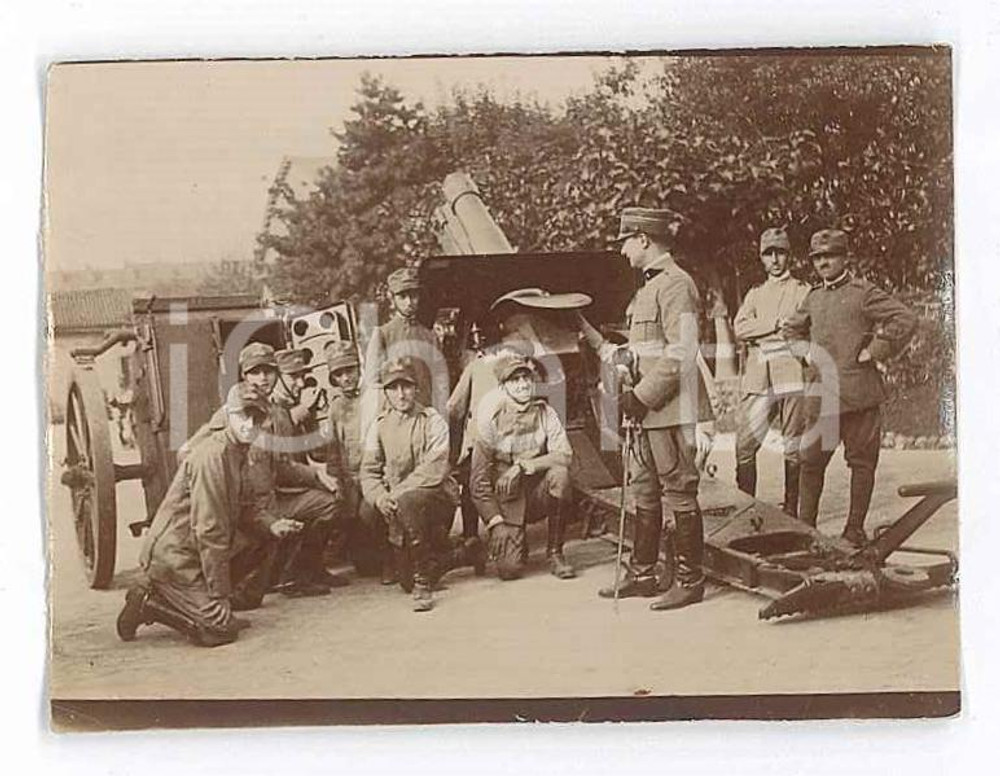 Fotografia d epoca originale 1918 WW1 ZONA DI GUERRA Ufficiali con postazione di tiro Foto 6x4 2 1