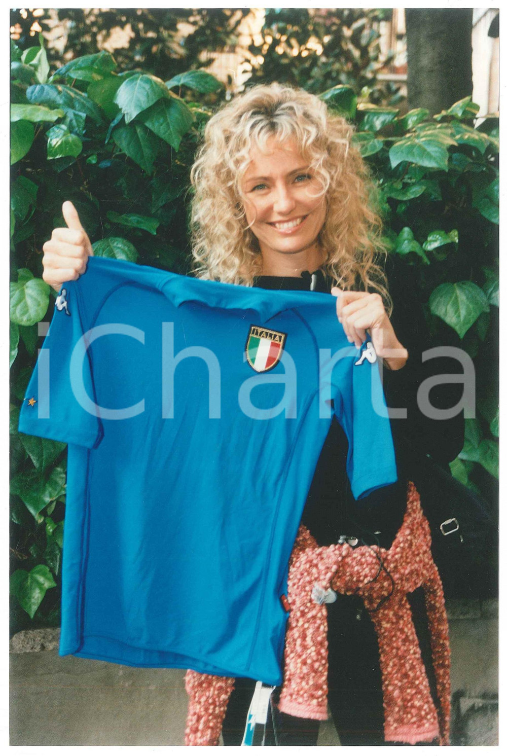 Fotografia d epoca originale 2000 ca COSTUME Licia COLO  con la maglia della Nazionale di calcio  Foto 1