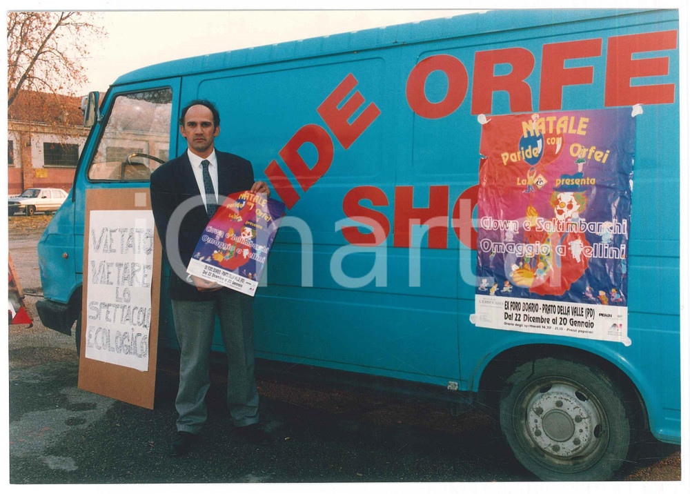 Fotografia d epoca originale 1993 CIRCO PADOVA Paride ORFEI promuove il suo spettacolo ecologico Foto 2 1