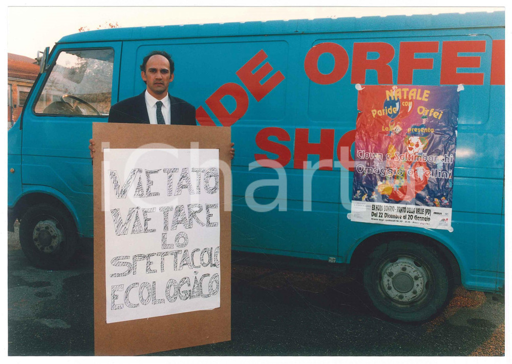 Fotografia d epoca originale 1993 CIRCO PADOVA Paride ORFEI promuove il suo spettacolo ecologico Foto 3 1