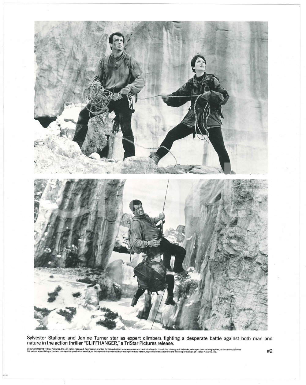 Materiale cinematografico d’epoca 1993 CINEMA Film Cliffhanger  Sylvester STALLONE Janine TURNER Foto 1