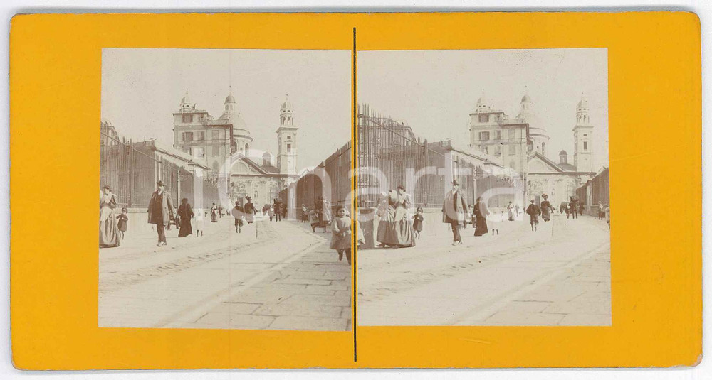 Fotografia d epoca originale 1900 ca GENOVA Basilica S. MARIA ASSUNTA IN CARIGNANO Foto stereoscopica RARA 2 1