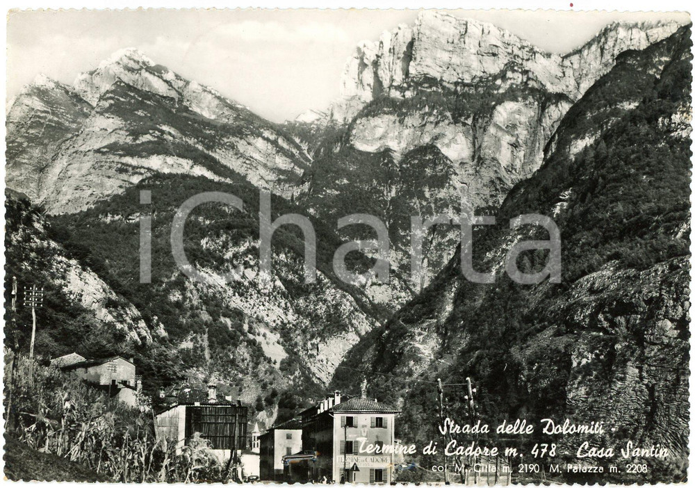 Cartolina originale da collezione 1951 TERMINE DI CADORE Casa Santin lungo la Strada delle Dolomiti  Cartolina 1