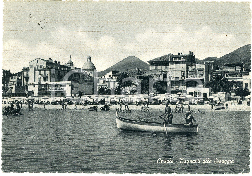 Cartolina originale da collezione 1955 CERIALE SV Coppia in barca a remi  Cartolina ANIMATA FG VG 1