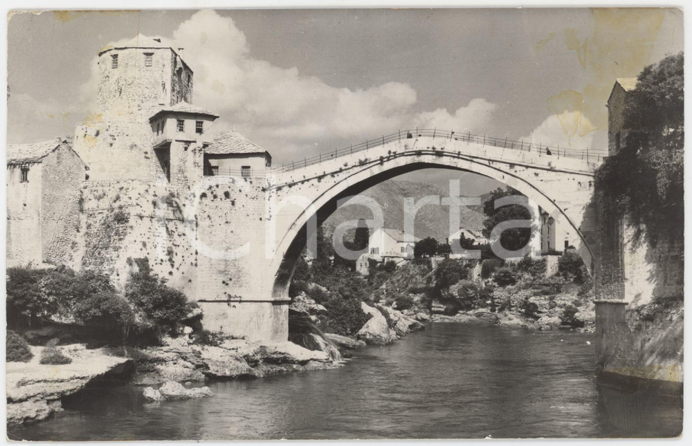 Cartolina originale da collezione 1963 MOSTAR  BOSNIA Stari Most  Ponte Vecchio su fiume Narenta  Cartolina FG 1