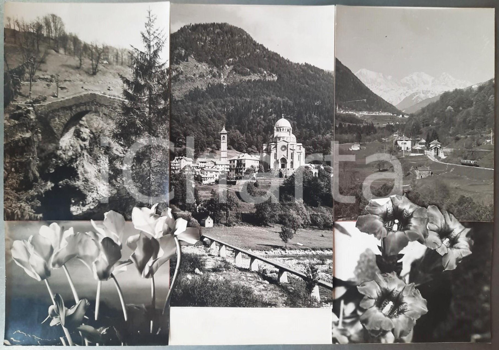 1965 ca RE (VB) Santuario della Madonna del Sangue *Bozzetto per cartolina 45x32 Bozzetto preparatorio per cartolina postale, realizzato in forma di collage su cartoncino morbido. FAIR/discreto lievi piegature Formato: 45x32 cm originale e autentica 1