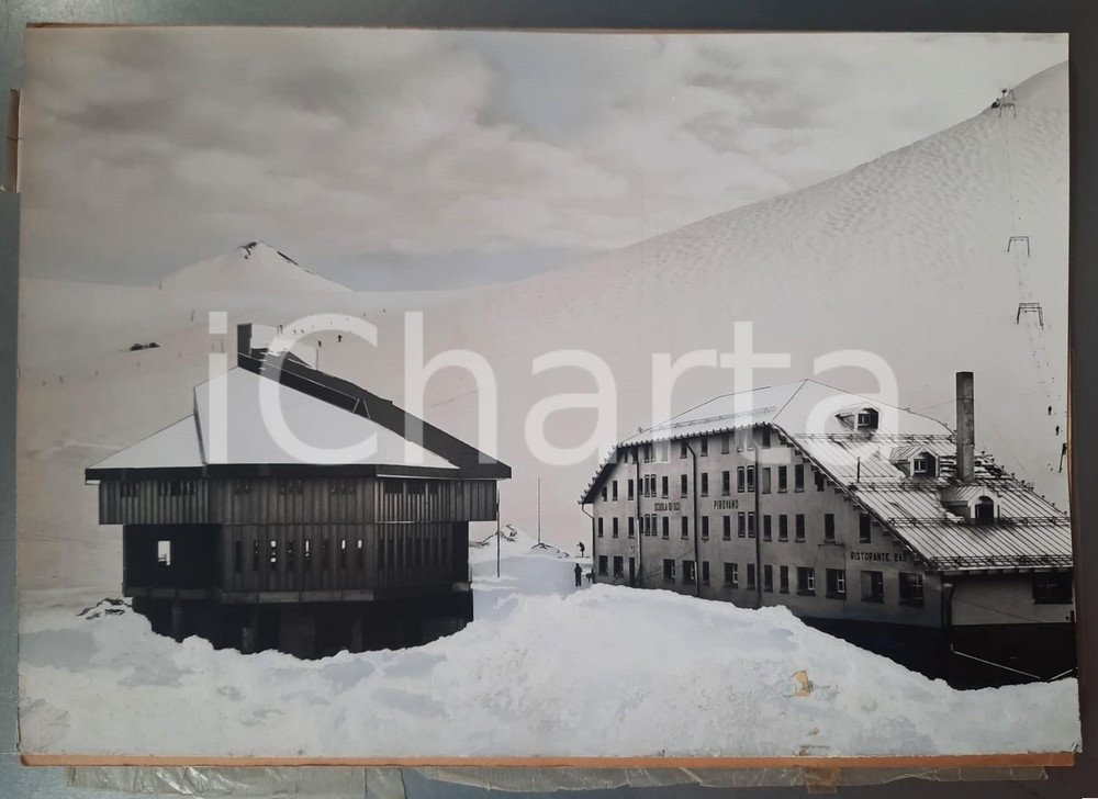 Stampa, bozzetto originale 1965 ca PASSO DELLO STELVIO Scuola di sci PIROVANO  Bozzetto cartolina 44x31 1