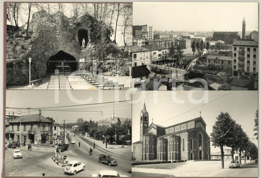 Stampa, bozzetto originale 1965 ca LIMBIATE Chiesa S. Giorgio Martire  Grotta Lourdes Bozzetto cartolina 1