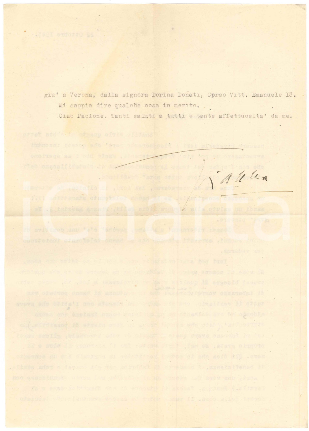 Autografo originale 1945 AVIO Gianna PEDERZINI chiede stoffe per abiti a Marzotto AUTOGRAFO 1