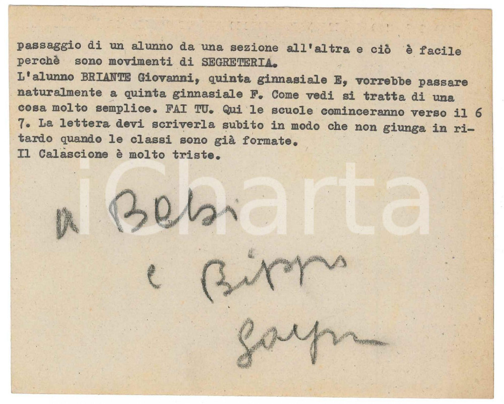 Autografo originale 1955 NAPOLI Gaspare CASELLA a cena con Ungaretti e Ansaldo  Biglietto autografo 1