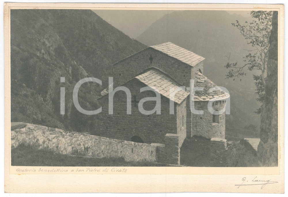 Fotografia d epoca originale 1940 ca CIVATE  S. PIETRO AL MONTE  Oratorio Foto Gualtiero LAENG FIRMATA 1