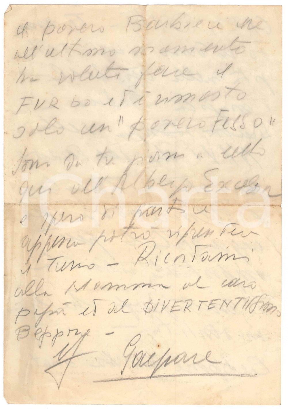 Autografo originale 1950 ca NAPOLI Lettera Gaspare CASELLA per invio di una stampa  Autografo 1