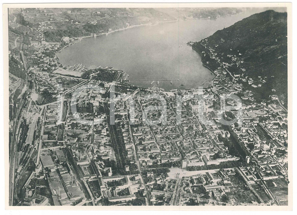 Fotografia d epoca originale 1940 ca COMO Veduta aerea con il lago Foto RARA 23x17 cm 1