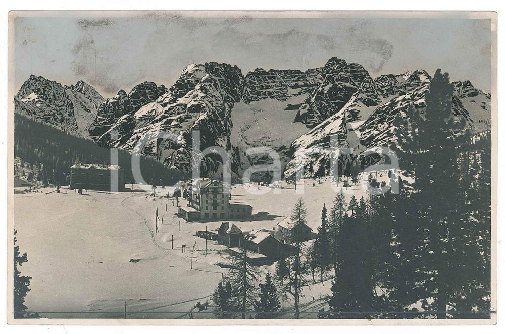 Fotografia d epoca originale 1940 ca DOLOMITI  MISURINA con Hotel ALPINO ET DE LONDRES  Foto 22x14 cm 1